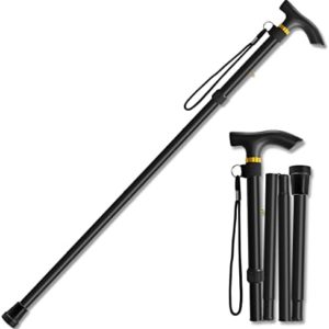 Folding Cane, Walking Poles with Adjustable Height, Canes for Men, Women and for The Elderly, Aids for People WithLlimited Mobility(Black)