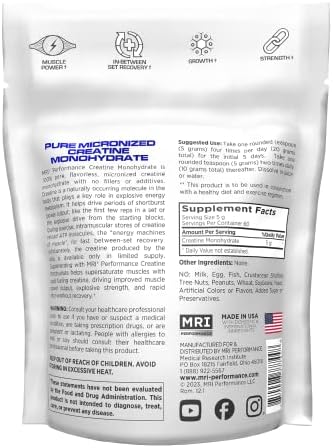 MRI Performance Creatine Monohydrate Powder 5g,100% Pure Micronized Creatine Supplement, Muscle Growth & Recovery, Build Muscle, Increase Strength, Performance, Endurance, 300g, 60 Serv, Unflavored - Image 2