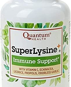 Quantum Health SuperLysine+ Advanced Formula Immune Support Supplement|Formulated with Vitamin C, Echinacea, Licorice, Propolis, and Odorless Garlic|180 Tablets