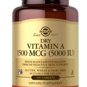Solgar Dry Vitamin A 1500 mcg (5000 IU), 100 Tablets - Supports Healthy Eyes, Skin & Immune System - Non-GMO, Vegan, Gluten Free, Dairy Free, Kosher - 100 Servings