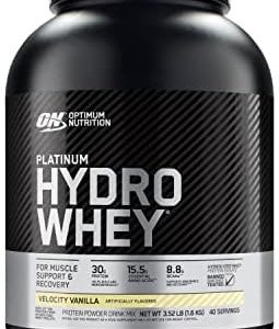 Optimum Nutrition Platinum Hydrowhey Protein Powder, 100% Hydrolyzed Whey Isolate Powder, Flavor: Velocity Vanilla, 3.5 Pounds (Packaging May Vary)