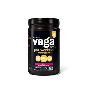 Vega Sport Pre-Workout Energizer Berry (25 Servings) Pre Workout Powder for Women and Men, Supports Energy and Focus, Electrolytes, Vegan, Keto, Gluten Free Non GMO, 1.1 lbs