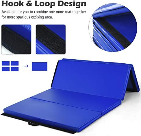 Giantex 6'x4'x2 Gymnastics Mat, Folding Anti-Tear Tumbling Mat w/Carrying Handles, Hook and Loop Fastener, Lightweight Gymnastics Panel Mat, Folding Exercise Aerobics Mats for Gym Home - Image 4