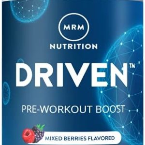 MRM Nutrition Driven Pre-Workout Powder | Mixed Berry Flavored | 125mg Caffeine | Pure Ingredients| Muscle + Hydration + Energy Blends | Performance Energy | Vegan + Gluten-Free | 29 Servings