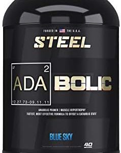 Steel Supplements ADABolic Pre Workout | Muscle Builder for Men & Women | Blue Sky | Post Workout Recovery Drink | Restores Muscle Glycogen for Natural Growth | 40 Servings, 3.75lbs