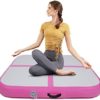 LOYALHEARTDY Square Tumbling Mat 3.3FT Air Track 3.94" Thickened Yoga Mat Inflatable Air Gymnastics Mat with Air Pump Ideal for Home Use Training Cheerleading Yoga Grey+Pink - Image 3