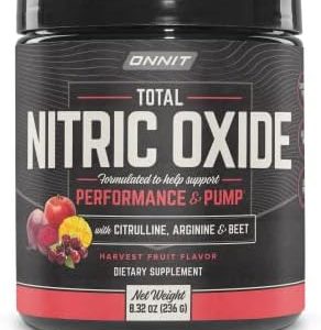 ONNIT Total Nitric Oxide - Caffeine Free Pre Workout Powder w/ Beet Root, L Arginine & L Citrulline Malate | Boost Energy & Recovery | Harvest Fruit Flavor - 20 Servings