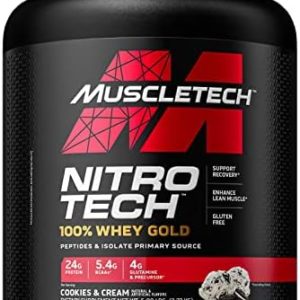 Whey Protein Powder | MuscleTech Nitro-Tech Whey Gold Protein Powder | Whey Protein Isolate Smoothie Mix | Protein Powder for Women & Men | Cookies and Cream Protein Powder, 5.0 lbs