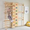 Avenlur Walnut 9-in-1 Swedish Ladder Wall Gym Set, Rock Climbing, Trapeze, Pullup Bars, Swing, Rope Climb, Net Climber, Convertible Slide Indoor Montessori Waldorf Playground Gymnastics Kids, Teens - Image 6
