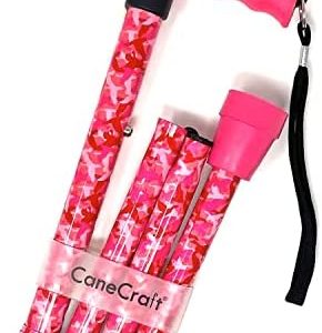 CaneCraft Folding Walking Cane for Women and Men - Collapsible Walking Stick for Travel That is Height Adjustable and Lightweight with a Soft Gel Comfort Grip