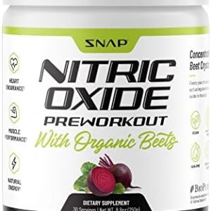 Pre Workout Beet Root Powder - Organic Nitric Oxide Preworkout Booster, Natural Energy & Blood Flow - Beets Superfood Support Muscle Performance, Heart Health & Endurance, 250g (30 Servings)