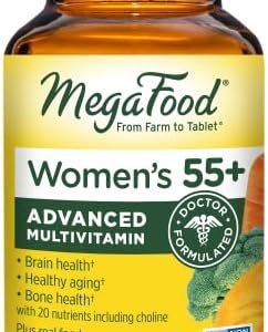 MegaFood Women's 55+ Advanced Multivitamin for Women - Doctor-Formulated with Choline, Vitamin D3, Vitamin B12, Biotin - Plus Real Food - Optimal Aging, Vegetarian - 120 Tabs (60 Servings)