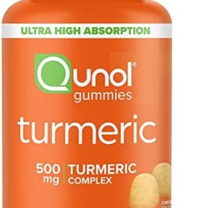 Qunol Turmeric Gummies, Gummy with 500mg Turmeric Curcumin, Joint Support Supplement, Ultra High Absorption Tumeric Curcumin, Vegan, Gluten Free, 90 Count