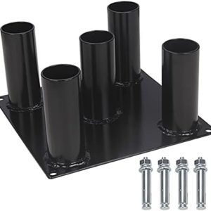 Barbell Holder Vertical, Butizone Barbell Storage Rack Fit for 2" Olympic Bars, Hex Bars, Trap Bars, Curl Bars, Triceps bars, Holds 5 Bars