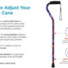 Designer Walking Cane with Offset Handle, Lightweight Adjustable Walking Stick with Carrying Strap, “Maui Flowers Design - Image 3