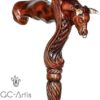 Bull Head Wood Carved Walking Stick Cane Ergonomic Palm Grip Buffalo Handle Wooden for Men Women Brown - Image 4
