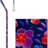 Designer Walking Cane with Offset Handle, Lightweight Adjustable Walking Stick with Carrying Strap, “Maui Flowers Design - Image 2