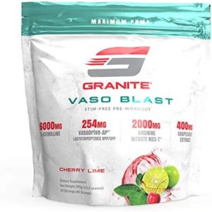 Granite® Vaso Blast Advanced 'Stim-Free' Pre-Workout (Cherry Lime) | Supports Vasodialation, NO Conversion, & ACE Inhibition for Max Pump with Grapeseed Extract, Arginine Nitrite, & VasoDrive-AP®