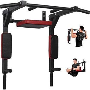 PLKO Wall Mount Pull Up Bar Wall Mounted Body Press Pull Up Bar Gym Chin-Up for Upper Body Workout