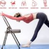 Yoga Chair Yoga Auxiliary Chair Flexibility Strength Training Tool with Lumbar Back Support for Iyengar Balance Training with Free Resistance Bands, Figure 8 Resistance Band, Chair Legs Caps, Grey - Image 6