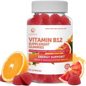 Lunakai Vitamin B12 Gummies for Adults - Methyl B-12 3000mcg Organic Gummy Non-GMO Vegan Vitamin B12 - Paleo No Corn Syrup All Natural Supplement for Energy Support and Bone Health 30 Day Supply