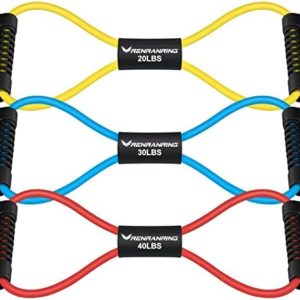 RENRANRING Figure 8 Fitness Resistance Bands with Handles - Exercise Tube Band Set of 3 for Arm and Shoulder Stretch