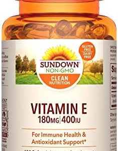Sundown Vitamin E 400 IU Softgels, Supports Immune And Antioxidant Health, 100 Count