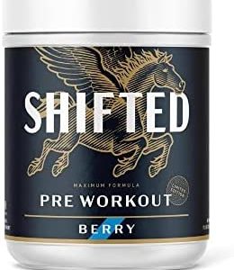 SHIFTED Maximum Pre Workout Powder - Caffeinated Powdered Drink Mix with Creatine, L-Citrulline, Taurine, & L-Tyrosine - All-in-One Energy Drink Mix for Muscle Growth, Endurance, & Focus - (Berry)