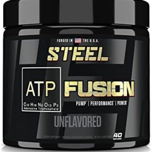 Steel Supplements ATP-Fusion | Optimized Absorption Creatine Monohydrate Workout Supplement | Bloat Free Formula for Faster Recovery with Creatine Monohydrate Powder | 40 Servings