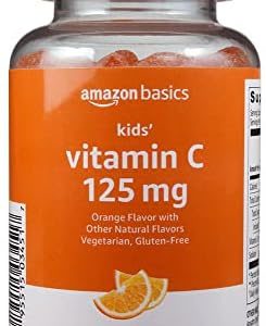 Amazon Basics Kids' Vitamin C 125mg Gummies, Orange, 60 Count, Immune Health, 2 Month Supply (Previously Solimo)
