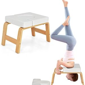 Yoga Headstand Bench, Yoga Inversion Chair, Upside Down Chair, Headstand Trainer for Relieve Stress, Improve Sleep & Digestion and Strength Training, Ideal for Home Workout, Fitness and Gym(White)