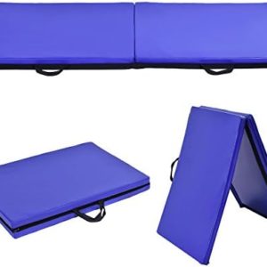 GLACER 6' x 2' Gymnastic Mat, Folding Exercise Mat with Carrying Handles, Anti-Tear Tumbling Exercise Mat for Yoga, Stretching, Cheerleading, Exercise Floor Mat for Home, Gym