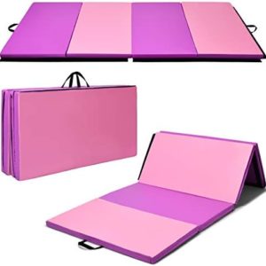 Giantex Gymnastics Mat, Folding Anti-Tear Gymnastics Panel Mats w/Carrying Handles, Hook and Loop Fastener, Lightweight Tumbling Mat, Folding Gymnastics Mats for Home Fitness, Exercise, Aerobics, MMA