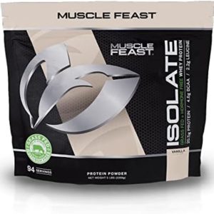 Muscle Feast Grass-Fed Whey Isolate Protein_Supplement_Powder, All Natural Hormone Free Pasture Raised, Vanilla, (94 Servings), 5lb