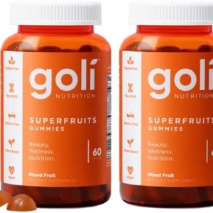 Goli Nutritional Supplement, SuperFruits Beauty Gummy Vitamin - 120 Count - Collagen-Promoting Ingredients - Mixed Fruit, Vegan, Plant-Based, Non-GMO, Gluten & Gelatin Free
