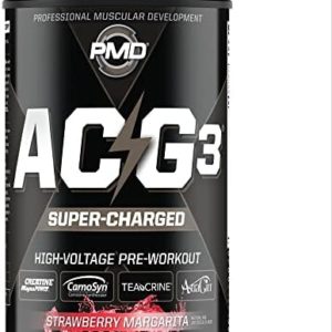 PMD Sports ACG3 Supercharged - Pre Workout - Powerful Strength, High Energy, Maximize Mental Focus, Endurance, Optimum Workout Performance for Men and Women - Strawberry Margarita (60 Servings)