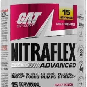 GAT Sport, Nitraflex Advanced Pre-Workout Powder, 15 Servings, Travel Size (Fruit Punch)