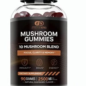 EFFECTIVE NUTRA Mushroom Gummies 10 Blend - Mushroom Complex 2500mg - Brain Booster, Immune Support, Energy - Mushroom Supplement for Men & Women (90ct)
