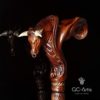 Bull Head Wood Carved Walking Stick Cane Ergonomic Palm Grip Buffalo Handle Wooden for Men Women Brown - Image 5