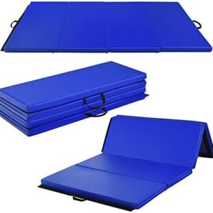Giantex 6'x4'x2 Gymnastics Mat, Folding Anti-Tear Tumbling Mat w/Carrying Handles, Hook and Loop Fastener, Lightweight Gymnastics Panel Mat, Folding Exercise Aerobics Mats for Gym Home