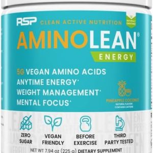 RSP Vegan AminoLean – All-in-One Natural Pre Workout, Amino Energy, Weight Management with Vegan BCAAs, Complete Vegan Preworkout Powder, Pineapple Coconut