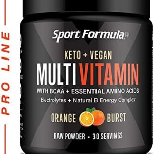 Multivitamin Powder - Keto Drink Mix for Men Women BCAA Amino Acids Won’t Upset Your Stomach - Keto Vegan Multivitamin with Electrolytes Super B Complex Digestive Enzyme (Orange Burst)