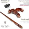 Bull Head Wood Carved Walking Stick Cane Ergonomic Palm Grip Buffalo Handle Wooden for Men Women Brown - Image 2