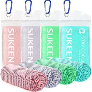 Sukeen 4 Pack Cooling Towel (40"x12") for Sweat, Quick-Drying Neck Cooling Wraps, Soft & Breathable Chilly Sports Towel for Yoga, Sport, Running, Workout, Cooking