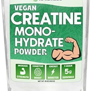 XPRS Nutra Vegan Creatine Monohydrate Powder - 453g of Premium Bulk Creatine Powder for Muscle Growth and Endurance - Vegan Friendly Instantized Creatine for Men and Women (16 oz)