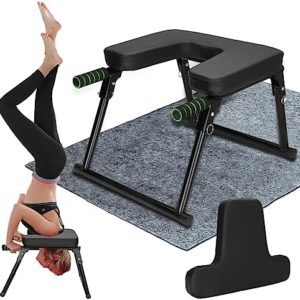 Yoga Headstand Bench,Headstand Trainer with Antiskid Felt, Foldable Yoga Inversion Chair for Strength and Balance Training, Black