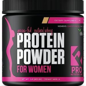 PRO NUTRITION LABS Whey Protein Vanilla Powder for Women - Supports Lean Muscle Mass - Low Carb - Gluten Free - Grass Fed and rBGH Hormone Free Vanilla Whey (Creamy Vanilla, 1 lb)