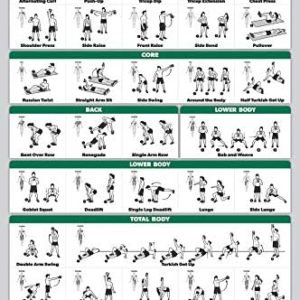 QuickFit Kettlebell Workout Exercise Poster | Double Sided Illustrated Guide | Kettle Bell Routine (Laminated, 18" x 27")