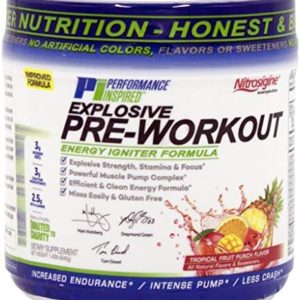 Performance Inspired Nutrition PreWorkout Powder - All Natural - G-Free & Vegan Formula - Contains Citrulline - Nitrosigine - Green Tea - Arginine - Beta Alanine - Tropical Fruit Punch - 32 Servings