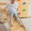 Avenlur Walnut 9-in-1 Swedish Ladder Wall Gym Set, Rock Climbing, Trapeze, Pullup Bars, Swing, Rope Climb, Net Climber, Convertible Slide Indoor Montessori Waldorf Playground Gymnastics Kids, Teens - Image 5